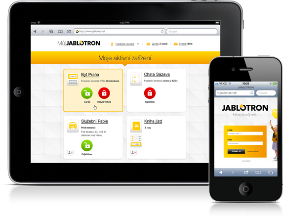 JABLOTRON 100 aplikace do tabletu i mobilu